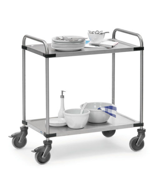 fetra® Edelstahlwagen mit 2/3 Etagen, 150kg Tragkraft und 800 x 500mm Ladefläche