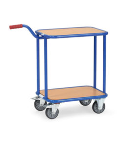 fetra® Griffroller mit 2 Etagen, 250kg Tragkraft, Stahlblech- oder Holzplattform mit 600 x 450mm Ladefläche