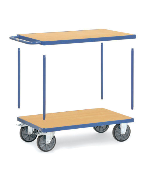 fetra® Schwerer Tischwagen mit Holzplattform, 500 - 600kg Tragkraft und bis zu 1200 x 800mm Ladefläche – Bild 2