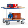 fetra® Schwerer Tischwagen mit Holzplattform, 500 - 600kg Tragkraft und bis zu 1200 x 800mm Ladefläche