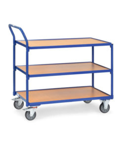 fetra® Leichter Tischwagen mit 3 Etagen, Holzplattform, Tragkraft bis 300kg und bis zu 1200 x 800mm Ladefläche