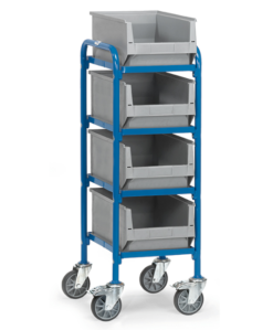 fetra® Beistellwagen mit 4 Böden aus Holz, 320 x 470mm Nutzfläche