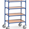 fetra® Beistellwagen mit 4 Böden aus Holz, 630 x 470mm Nutzfläche