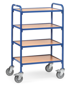 fetra® Beistellwagen mit 4 Böden aus Holz, 630 x 470mm Nutzfläche