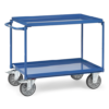 fetra® Tischwagen mit Stahlblechwannen, 400kg Tragkraft, 2 Böden, Griff waagerecht