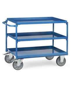 fetra® Tischwagen mit Stahlblechwannen, bis 400kg Tragkraft und bis zu 1000 x 700mm Ladefläche