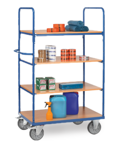 fetra® Etagenwagen mit 4 Etagen, 500 - 600kg Tragkraft und bis zu 1200 x 800mm Ladefläche