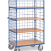 fetra® Etagenwagen mit 4 Etagen, Drahtgitterwänden, 600kg Tragkraft und bis zu 1200 x 800mm Ladefläche