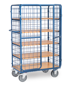fetra® Etagenwagen mit 5 Etagen, Flügeltüren, 600kg Tragkraft und bis zu 1200 x 800mm Ladefläche