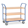 fetra® Tischwagen mit 2 Griffseiten, Holzplattform, 200kg Tragkraft und bis zu 1000 x 600mm Ladefläche