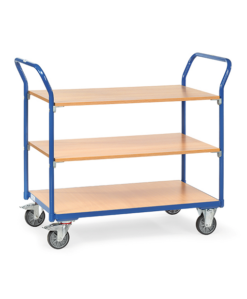 fetra® Tischwagen mit 2 Griffseiten, Holzplattform, 200kg Tragkraft und bis zu 1000 x 600mm Ladefläche