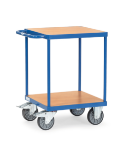 fetra® Schwerer Tischwagen mit 2 Böden, 500kg Tragkraft und quadratischer Ladefläche