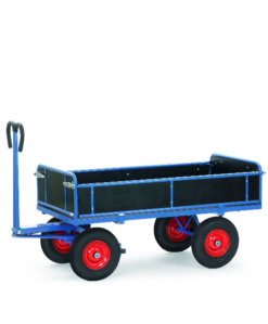fetra® Handpritschenwagen mit 3 abklappbaren Bordwänden, rutschfester Ladefläche 1140 x 740mm, 1000kg Tragkraft