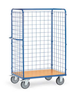 fetra® Paketwagen mit Drahtgitterwänden, 600kg Tragkraft bis zu 1200 x 800mm Ladefläche