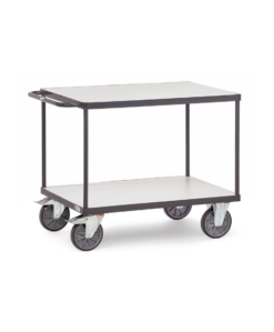 fetra® ESD-Tischwagen mit 2 Etagen, Tragkraft bis 300kg und bis zu 1200 x 800mm Ladefläche