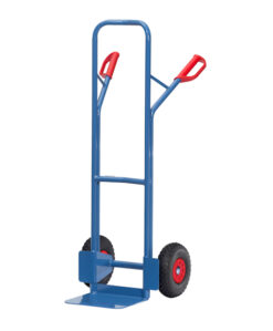 fetra® Stapelkarren 300kg Tragkraft, aus Stahlrohr, Höhe 1300mm, Kunstoff-Gleitkufen, extra breite Schaufel