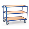 fetra® Leichter Tischwagen mit 3 Böden aus Holz, Griff waagerecht