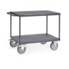 fetra® ESD-Tischwagen mit Stahlblechplattform, 500kg Tragkraft, 2 Böden, elektrisch Leitfähig