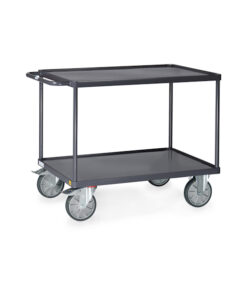 fetra® ESD-Tischwagen mit Stahlblechplattform, 600kg Tragkraft und bis zu 1200 x 800mm Ladefläche