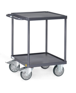 fetra® ESD-Tischwagen mit Stahlblechplattform, 500kg Tragkraft und 600 x 600mm Ladefläche