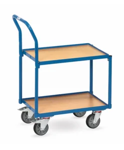 fetra® Etagenroller mit Rohrschiebebügel, 2 Böden aus Holz