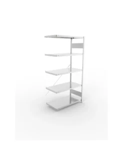 META Fachboden-Anbauregal S3 CLIP, 2000mm Höhe. 1000mm Breite, mit 5 Fachböden, 230kg Fachlast, verzinkt