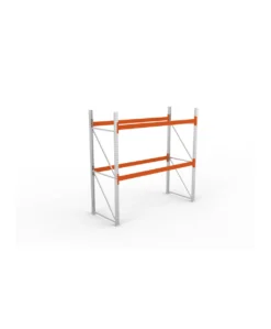 META Paletten-Grundregal MULTIPAL 2700mm Höhe, 2700mm Breite, 1100mm Tiefe, 3 Lagerebenen inkl. Boden, verzinkt / rotorange