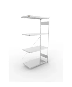 META Fachboden-Anbauregal CLIP SET, 2000mm Höhe, 1000mm Breite, mit 4 Fachböden, Fachlast 150kg, verzinkt