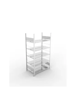 META Büro-Grundregal S3 COMPACT, 1850mm Höhe, 600 mm Breite, doppelseitig mit 5 Böden, Fachlast 100kg, verzinkt