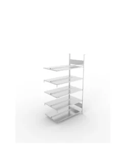 META Büro-Anbauregal S3 COMPACT, 1850 Höhe, 600mm Tiefe, doppelseitig mit 5 Böden, Fachlast 100kg, verzinkt