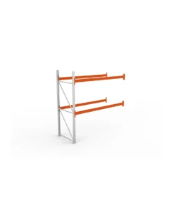 META Paletten-Anbauregal MULTIPAL 2700mm Höhe, 2700mm Breite, 1100mm Tiefe, 3 Lagerebenen inkl. Boden, verzinkt / rotorange