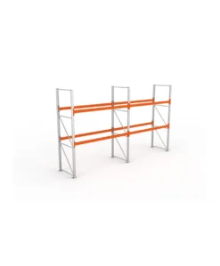 META Paletten-Grundregal MULTIPAL 3300mm Höhe, 5400mm Breite, 1100mm Tiefe, 3 Lagerebenen inkl. Boden, verzinkt / rotorange