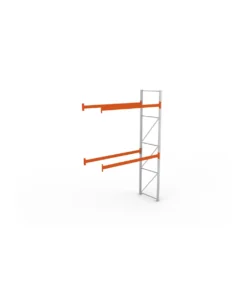 META Paletten-Anbauregal MULTIPAL 4400mm Höhe, 2700mm Breite, 1100mm Tiefe, 3 Lagerebenen inkl. Boden, verzinkt / rotorange