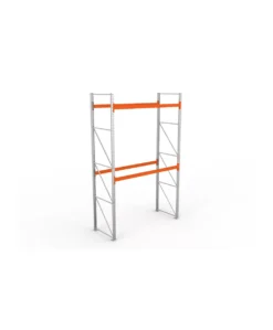 META Paletten-Grundregal MULTIPAL 4400mm Höhe, 2700mm Breite, 1100mm Tiefe, 3 Lagerebenen inkl. Boden, verzinkt / rotorange